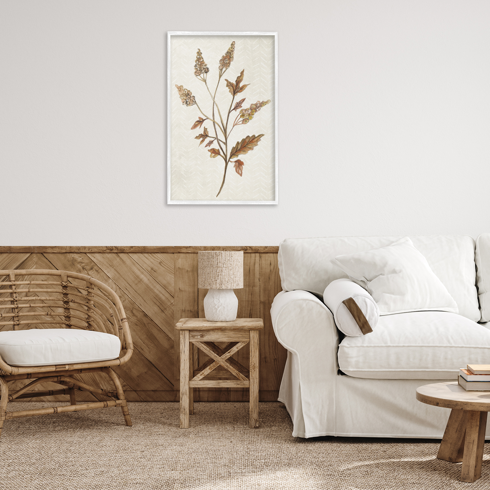 Stupell Industries Neutral Garden Botanics Botanical & Floral Painting White Framed Art Print Wall Art, 20 x 30