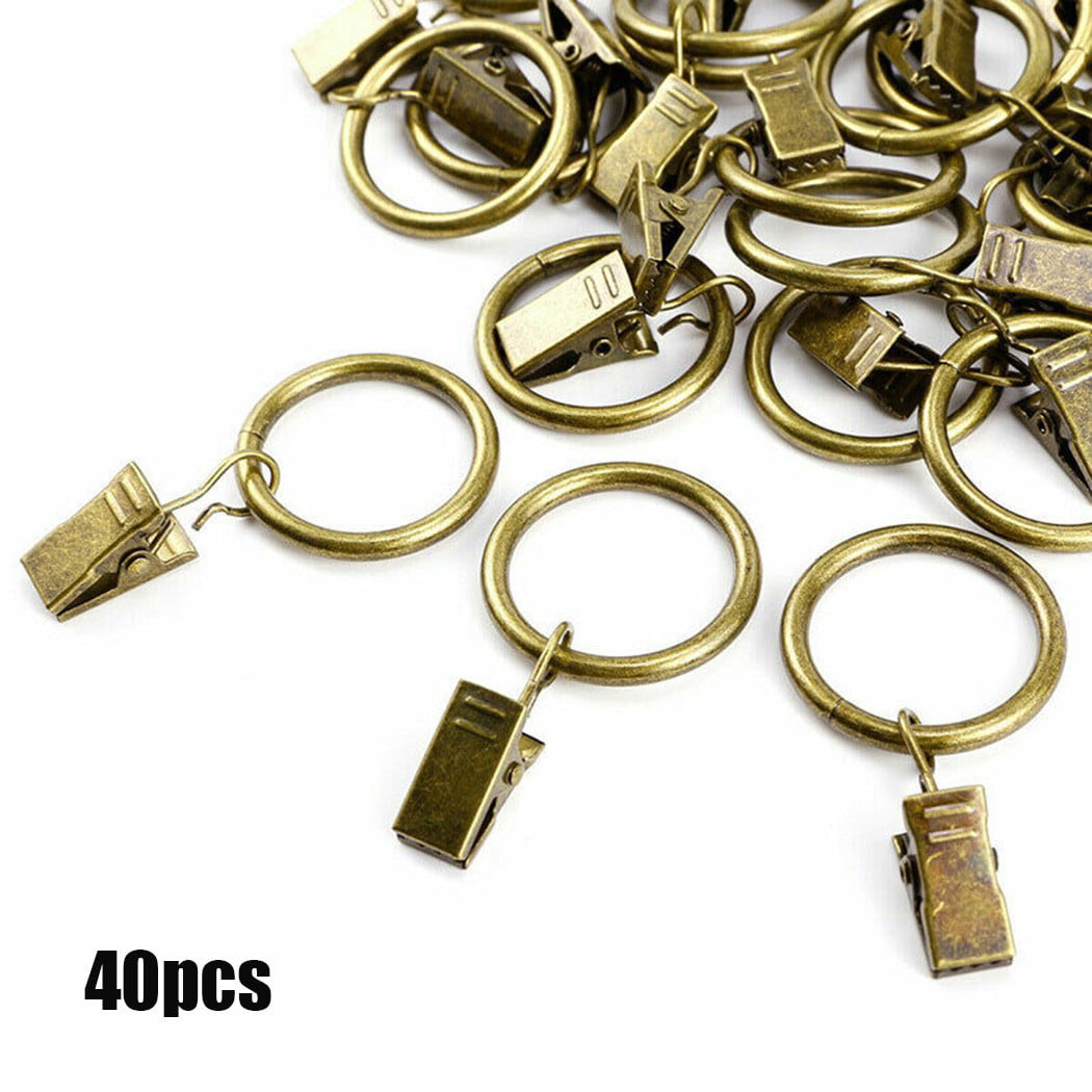 Details about   10-40PACKS Metal Curtain Rings Hanging Hooks for Curtains Rods Pole Net Voile 
