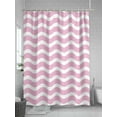thumbnail image 5 of Fsddascl Pink White Shower Curtain Set - 60" x 72" Washable Bathtub Curtain with 12 Hooks, Modern Abstract Waves Water Ripple Striped Waterproof Fabric Stall Shower Curtains for Bathroom/Bathtub, 5 of 6