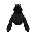 thumbnail image 1 of SUNSIOM Femmes Impression Bandage Manches Longues Exposé Sweat-Shirt à Capuche Nombril, 1 of 7
