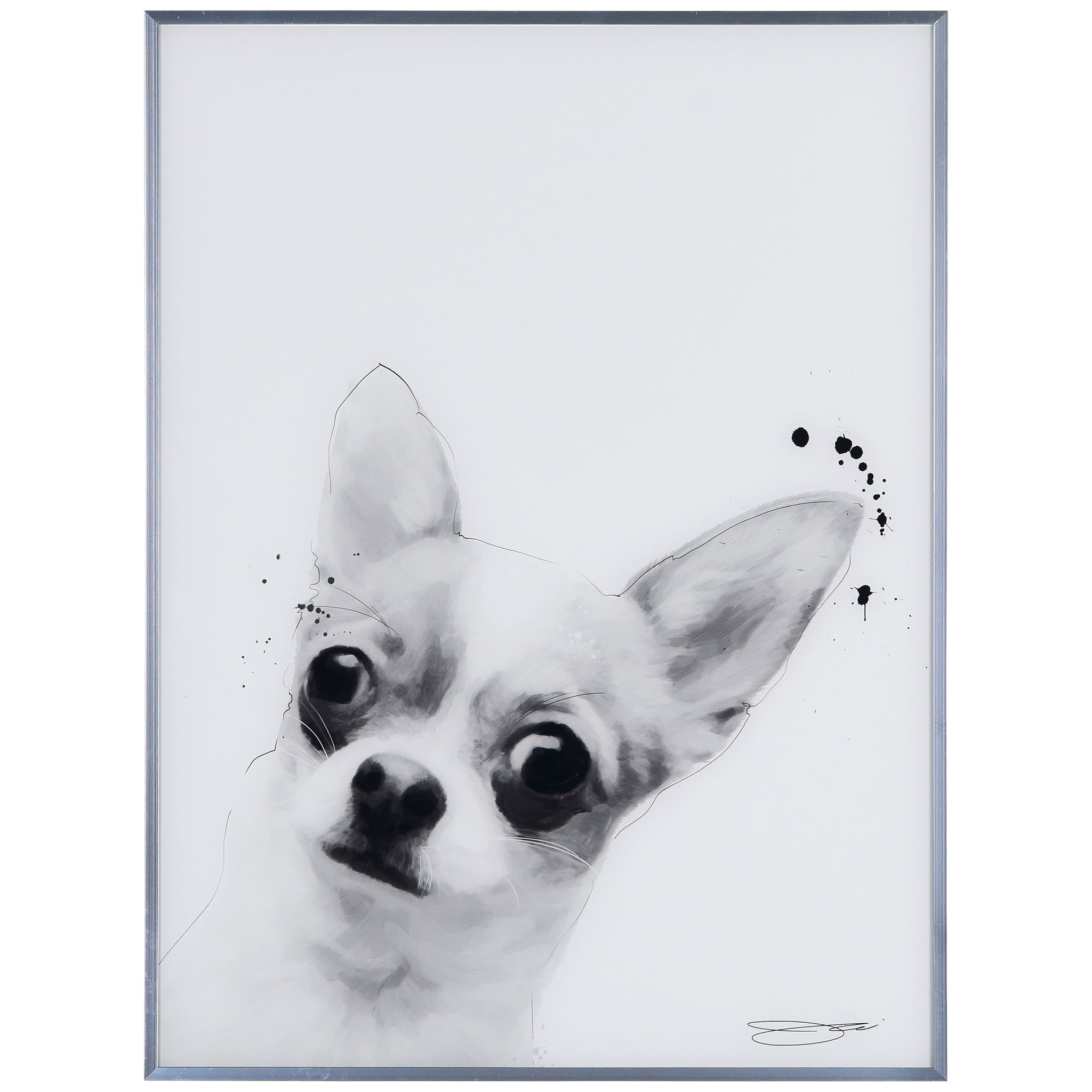 Empire Art Direct Chihuahua Black and White Pet Paintings on Reverse ...