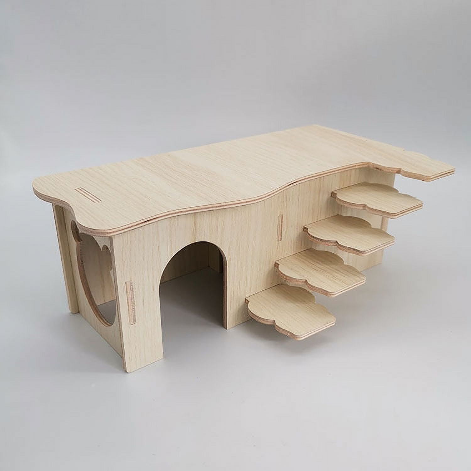 Cheer.US Natural Wood Multi-Room Hamster Hideout for Small Animal, Gerbils Chamber Hut with Ladder Habitats Decor for Dwarf Syrian Hamsters Mice and Other Small Pets
