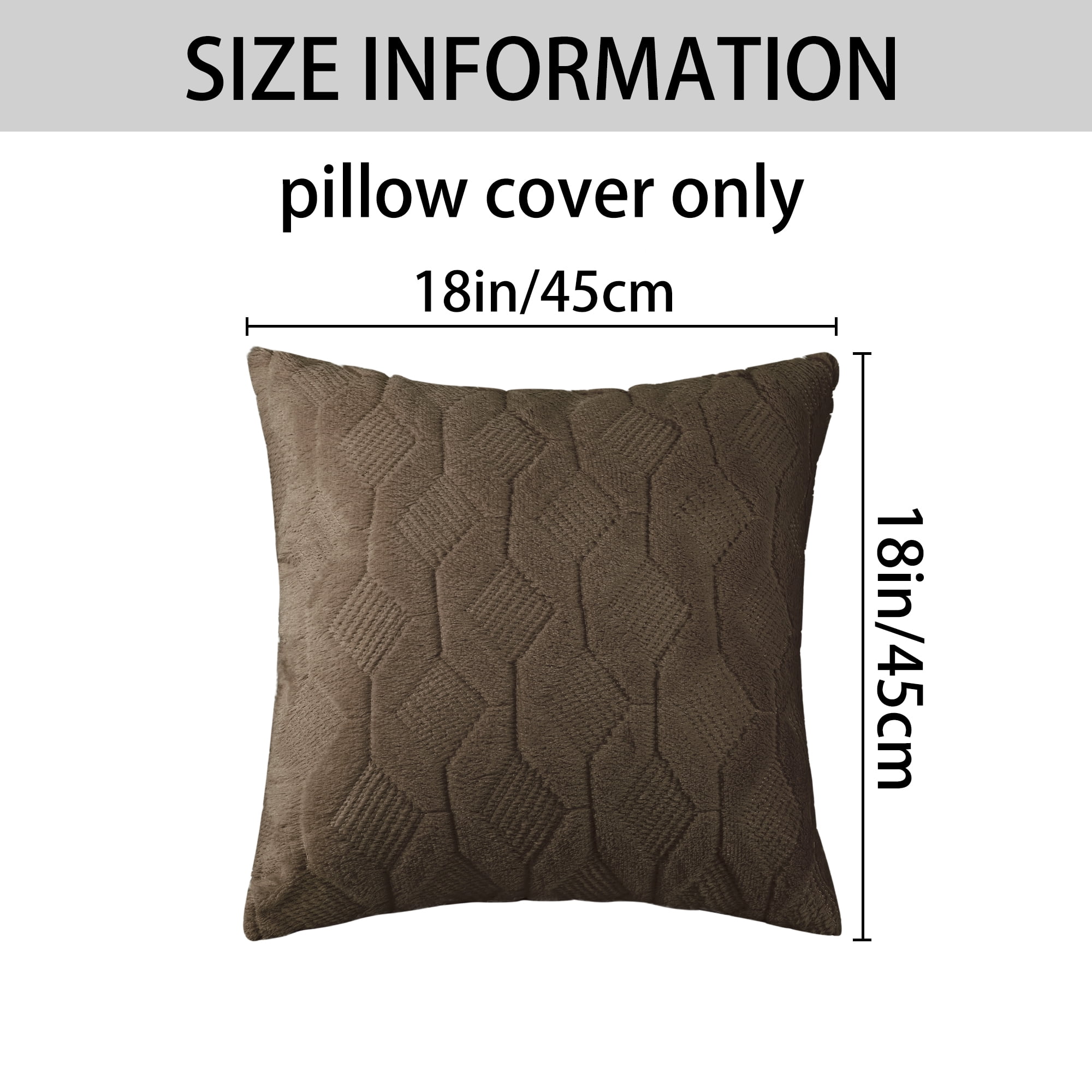 Unique Bargains Short Plush Solid Living Room Decorative Pillow Covers (2 Count) Dark Brown 18" x 18"