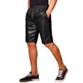thumbnail image 4 of INSPIRE CHIC Men's Knee Length Elastic Waist Faux Leather Casual PU Shorts 36 Black, 4 of 5