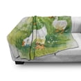 thumbnail image 3 of Rubber Duck Soft Flannel Fleece Blanket, Goose in Farm Lake Plants Grass Reeds Flowers Pond Animals Geese Feathers, Cozy Plush for Indoor and Outdoor Use, 50" x 70", Green and White, by Ambesonne, 3 of 6