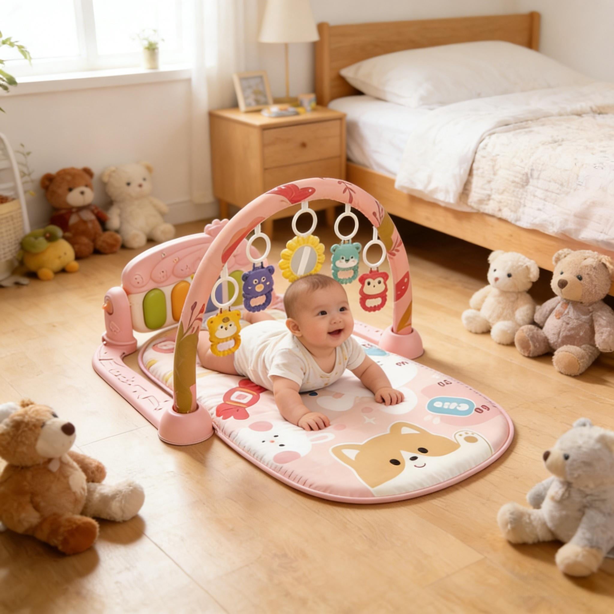 Cochildor Baby Play Gym Mat, Tummy Time Mat for Babies, 3 in 1 Kick and Play Piano Playmat, Baby Gift for Toddler Infants Age 0-36 Months