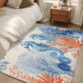 thumbnail image 5 of Sea Corals Seahorse Washable Area Rugs 2.7'x5', Summer Beach Sea Stars Linen Texture Low Pile Throw Living Room Rug Non-Slip Sturdy Edge Binding Carpet for Indoor Entryway Bedside Kitchen, 5 of 9