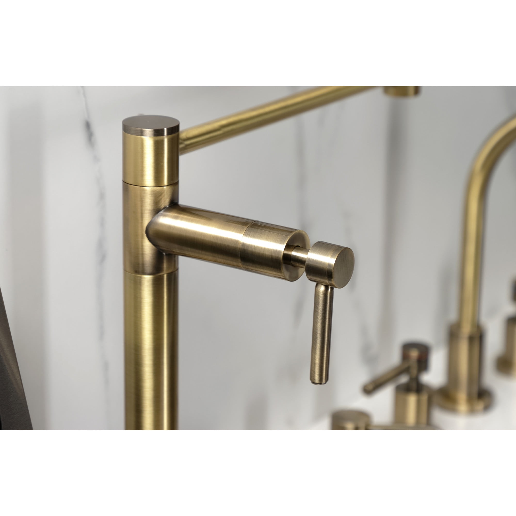 Kingston Brass KS4703DL Concord Deck Mount Pot Filler Faucet, Antique Brass