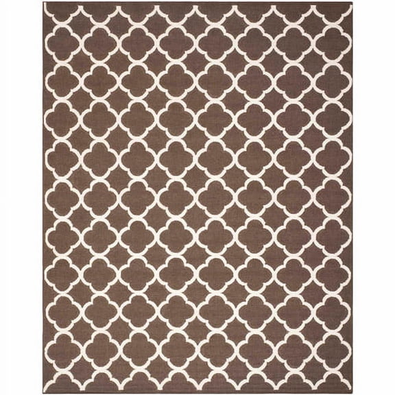 SAFAVIEH Dhurries Ulysses Geometric Area Rug, Brown/Ivory, 9' x 12'