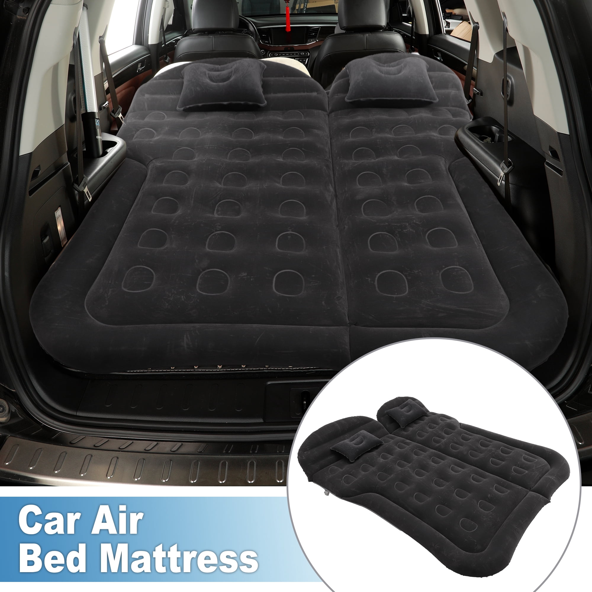 Unique Bargains 1 Set Car Air Mattress Camping Mattress Comfortable Backseat Bed Mat Air Bed for Napping Deep Gray