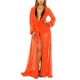 thumbnail image 2 of Women Chiffon Swimsuit Cover Ups Long Sleeve See-through Maxi Dress Open Front Beach Cardigan, 2 of 3