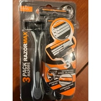 RazorMax 3-Pack Disposable Razors with Triple Stainless Steel Blades, Pivoting Head & Lubricating Strip for Smooth Shaving