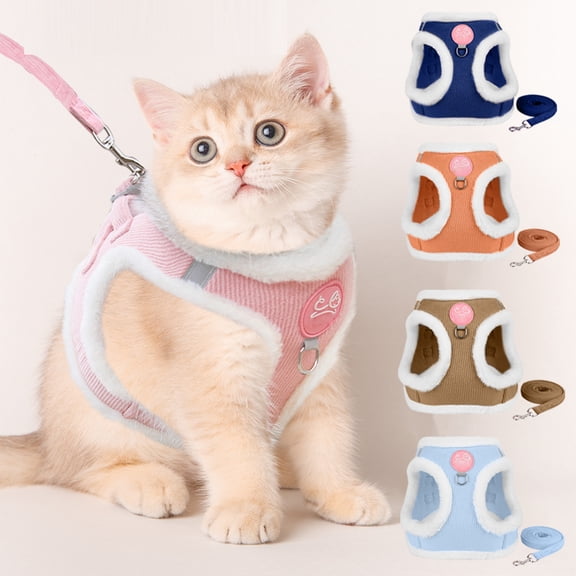 Cat Harness Leash Vest Style For Small Cats, Kitten Chest Strap - Adjustable Neck Sizes 9.5-13.5 Inch Secure Fit - E Xxs Size Indoor Outdoor Walking Training