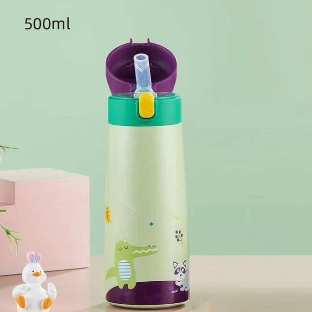Cartoon Kids Stainless Steel Thermos Mug - Leak-Proof Vacuum Flask with Case, Children's Thermal Water Bottle Thermocup