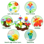 CUTE STONE Kids Gardening Tool Set with Wheelbarrow, Watering Can & Flower Building Toys, Pretend Play Indoor & Outdoor Garden Toy for Boys & Girls Ages 3+