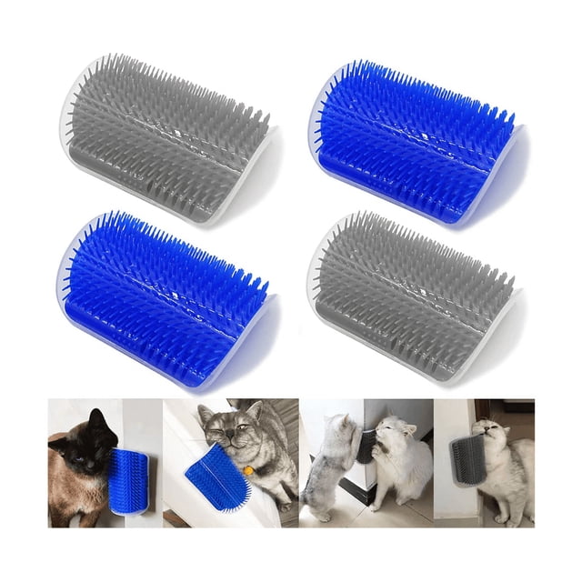 Pet Comfort Zone, Self Grooming With Catnip Enhances Relaxation, Easy Installation & Disassemble & Clean For Every Home Corner (Blue & Grey)