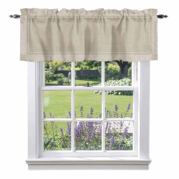 Kitchen Cafe Valance Curtain for Small Windows,Minimalist Khaki Palid Rod Pocket Short Valances,42x12in