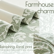 Curtainking Blackout Curtains for Bedroom Thermal Curtains Floral Patterned Living Room Vintage Country Curtain 84 inch Long 2 Panels Green on Beige