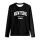 thumbnail image 1 of Camiseta oversize de manga larga con estampado gráfico para mujer, túnica con cuello redondo y letras estampadas, corte holgado informal para todas las estaciones, 1 of 2