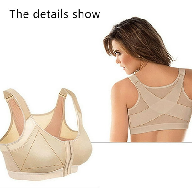 Women's Full Coverage Front Closure Wire Free Back Support Bra 