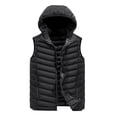 thumbnail image 2 of JTieacloth Men's Lightweight Jacket Men's Autumn&Winter Solid Color Sleeveless Zipper Hooded Vest Parkas Black, 2 of 4
