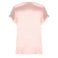 thumbnail image 3 of Savings Women's Summer Tops Satin Round Neck Short Sleeve T-shirts Loose Fit Casual Shirts for Women, 3 of 5