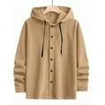 thumbnail image 5 of RYDCOT Men's Corduroy Shirt Jacket Quilted Lined Hoodies Winter Warm Cotton Coat Casual Button Down Jackets Khaki, 5 of 9
