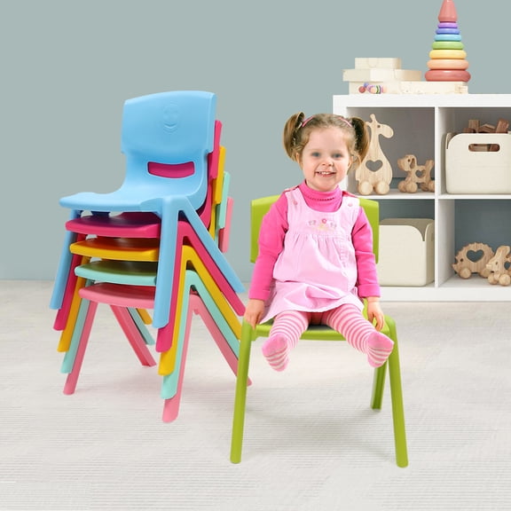 6PCS Colorful School Stackable School Chairs PP Plastic Classrooms Chairs Indoor Outdoor for Classrooms Homes Preschools