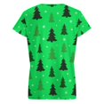 thumbnail image 6 of Christmas Tree Pattern on Green Women's Blouse Short Sleeve Women's Top T-Shirt Spring Summer Clothes, 6 of 7