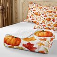 thumbnail image 4 of Erosebridal Pumpkin Leaves Quilt King 3 Pieces,Fall Harvest King Coverlet Set,Cream,1 Bedspread and 2 Pillowcases, 4 of 7