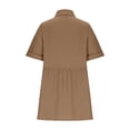 thumbnail image 5 of Uaswgudfs ​Women's Casual Short Sleeve V-Neck Midi Dress​ - Summer A-Line Design with Lightweight Fabric & Button Front Details Brown M, 5 of 9