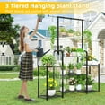 Plant Stand Indoor Outdoor, Metal 3 Tier Tall Hanging Plant Shelf for