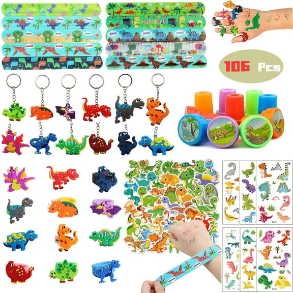 Sytle-Carry 106 Pcs Dinosaur Party Favors for Kids, Birthday Party Supplies, Goodie Bag Stuffers