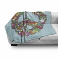 thumbnail image 3 of Hippie Soft Flannel Fleece Blanket, Hand-Drawn Psychedelic Groovy Floral Peace Sign and Dove Doodles on Line Sketchbook, Cozy Plush for Indoor and Outdoor Use, 70" x 90", Multicolor, by Ambesonne, 3 of 6