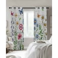 thumbnail image 4 of Spring Floral Kitchen Curtains Pink Blue Flowers Butterfly Wooden Cafe Short Curtains for Bathroom Blackout Window Curtain Grommet Small Window Treatment Tier Drapes for Bedroom Living Room 42"x45"x2, 4 of 9