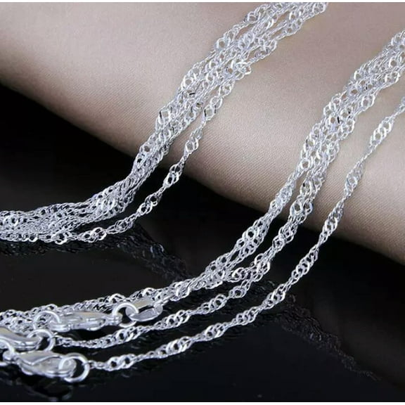 5PCS 22inch 925 Silver Water Wave Chain Necklace Accessorie Jewelry Necklace