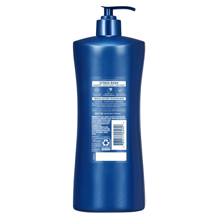 Suave Men Citrus Rush 3-in-1 Shampoo, Conditioner & Body Wash - 28 Oz With Keratin & Glycerin 3 thumbnail image