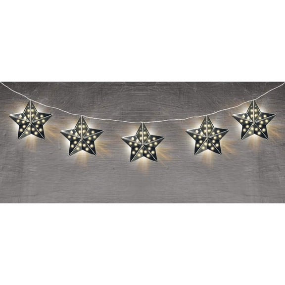 Party 5 3/8' LED String Lights - Battery Operated - Metal Star Design