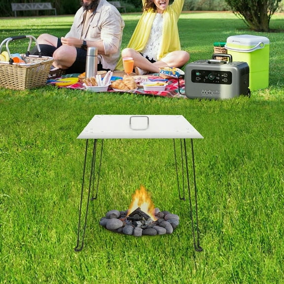 Fire Pit Heat Deflector - Stainless Steel, Foldable with Handle, Weatherproof, Safe & Durable, Ideal for Outdoor Fire Pits, Provides Efficient Heat Distribution
