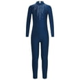 thumbnail image 2 of TiaoBug Kids Girls Shiny Rhinestone Gymnastics Leotard Hollow Back Long Sleeve Figure Skating Jumpsuit Navy Blue 14, 2 of 7