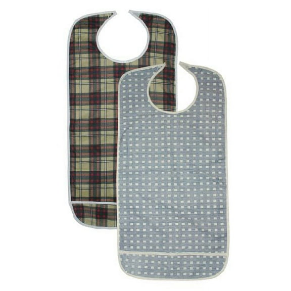 2 Pack Adult Vinyl Adult Bibs with Crumb Catcher - Premium
