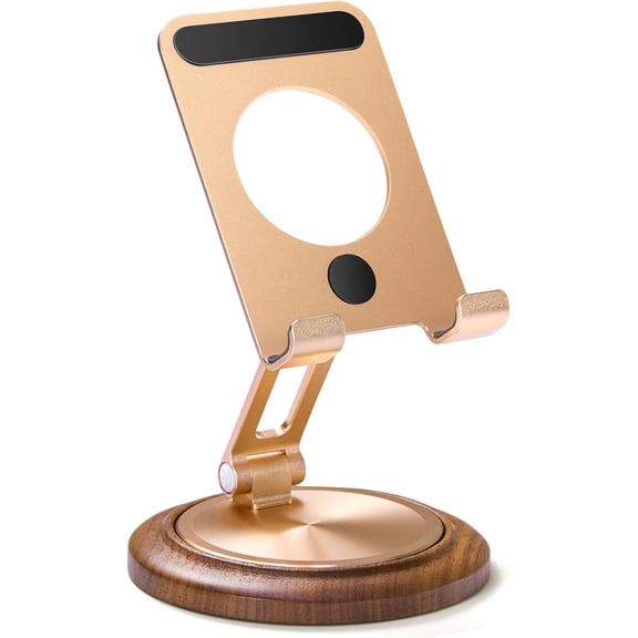 Folding Phone Desk Stand,Adjustable Phone Stand,Phone Stand for Desk,Foldable Wood Phone Holder,Beside Phone Holder,Wood,Gold