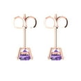 thumbnail image 4 of 1.5 Ct Round Cut Studs Purple Alexandrite 18K Rose Solid Solid Gold Everyday Dainty Earrings Push Back, 4 of 7