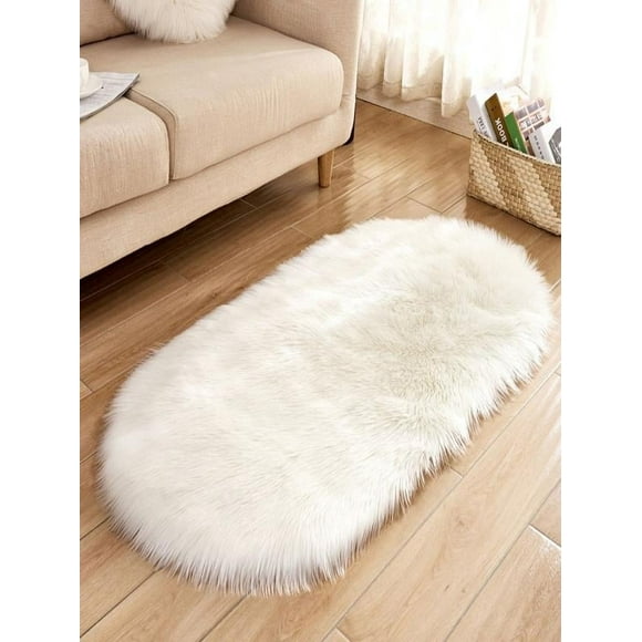Faux Sheepskin Area Rug Clearance Beige Cover Seat Pad Small Fuzzy Rug for Bedroom Floor Sofa Living Room Decor 15.74 x 23.62 inch