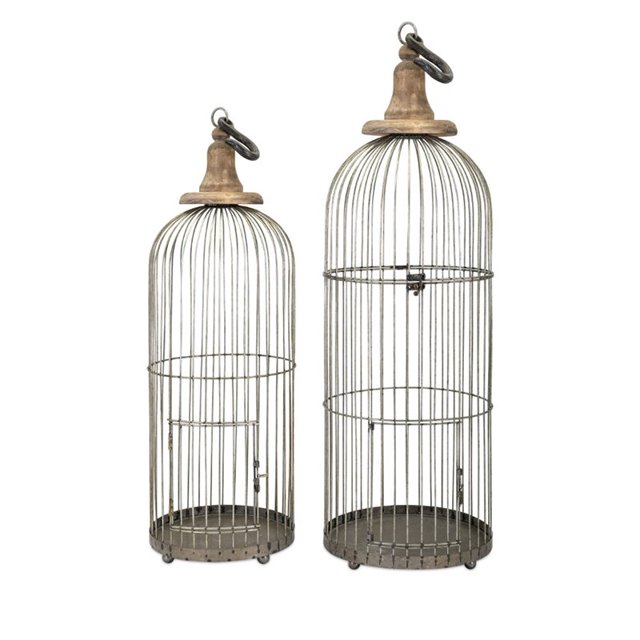 IMAX Corporation Lenore 2 Piece Bird Cage Set in Gray