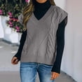 thumbnail image 2 of Vedolay Women's Tops Womens Crewneck Oversized Pullover 2023 Fall Cable Knit Long Sleeve Sweaters,Gray S, 2 of 3