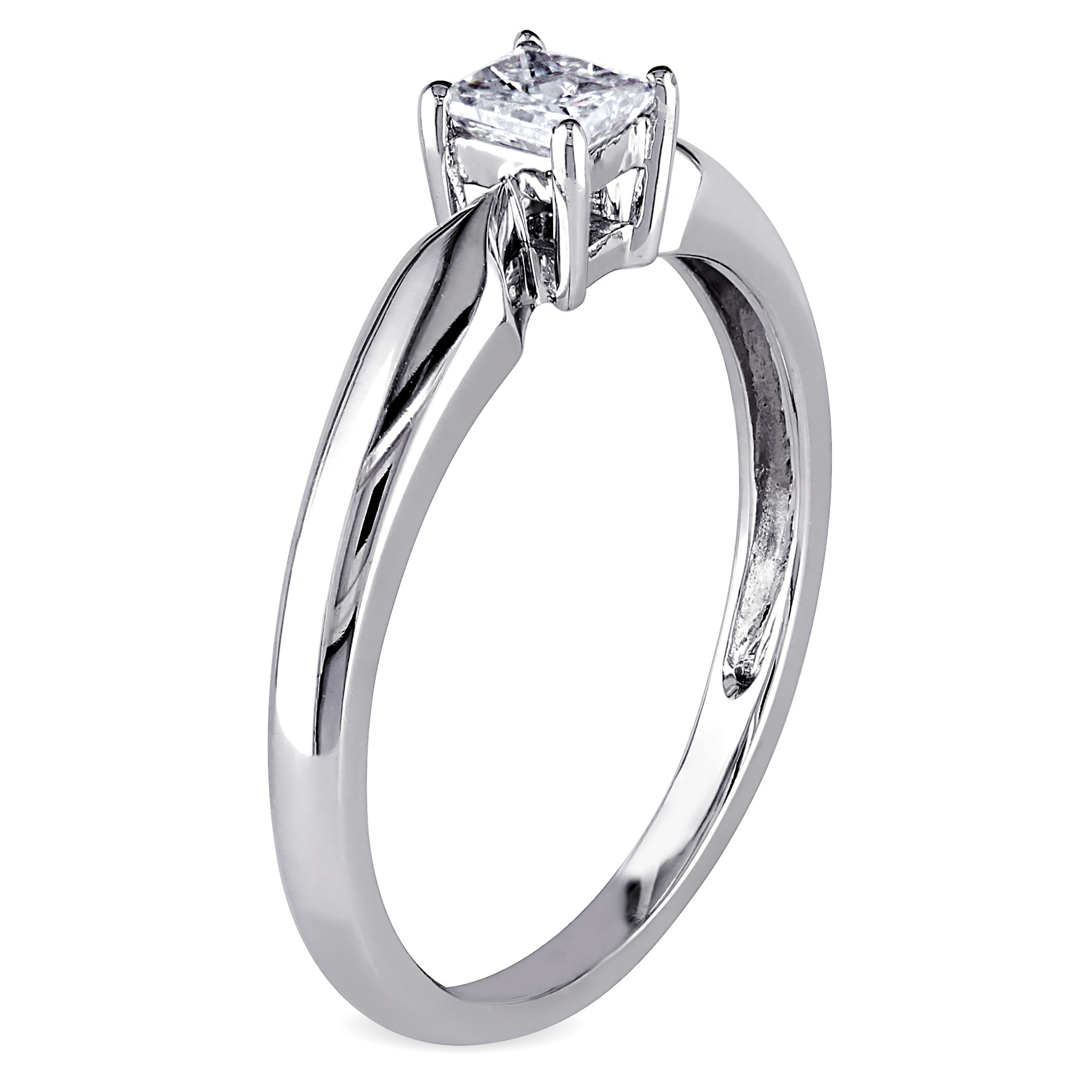 Miabella Women's 1/4 Carat T.W. Princess-Cut Diamond 10kt White Gold Solitaire Engagement Ring - image 3 of 6