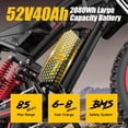 thumbnail image 5 of Electric Bike for Adults 3000W, 52V 40Ah Long Range E-Bike, 85 Miles Fat Tire Electric Mountain Bicycle, 20"x4" Electric Dirt Bike, Full Suspension 7-Speed Shimano, Off-Road Ebike, UL2849, Black, 5 of 10