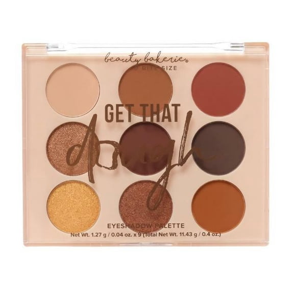 Beauty Bakerie Cosmetics Highly Pigmented Eye Shadow Makeup Palette, Sparkly/Glitter/Shimmer/Metallic/Matte Eyeshadow Look, Vegan, Cruelty-Free, Paraben-Free, 9 Shades, Get that Dough