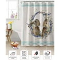 thumbnail image 5 of Easter Shower Curtain Watercolor Bunny Shower Curtains for Bathroom Decor Aqua Green Stripes Floral Wreath Bath Curtains Sets for Spring Easter Bathroom Decor Fabric Waterproof Extra Long 72" X 84", 5 of 5